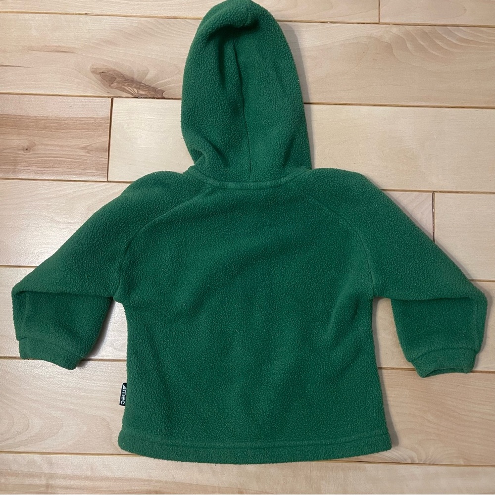 Cozy Mountain Equipment Co-op green fleece zip-up hoodie, size 18 months - Picture 2 of 4